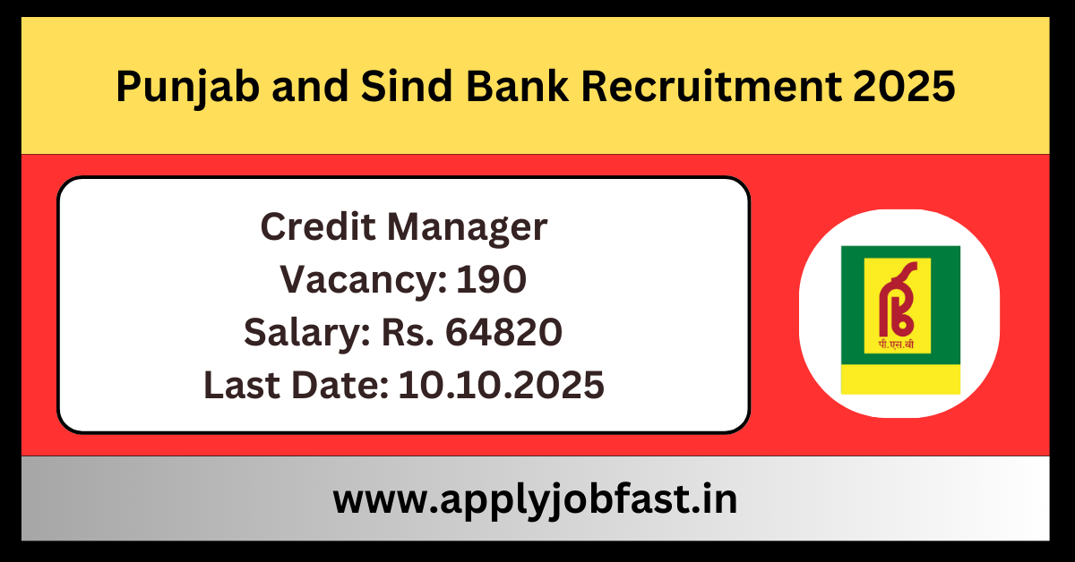 Punjab and Sind Bank Recruitment 2025.