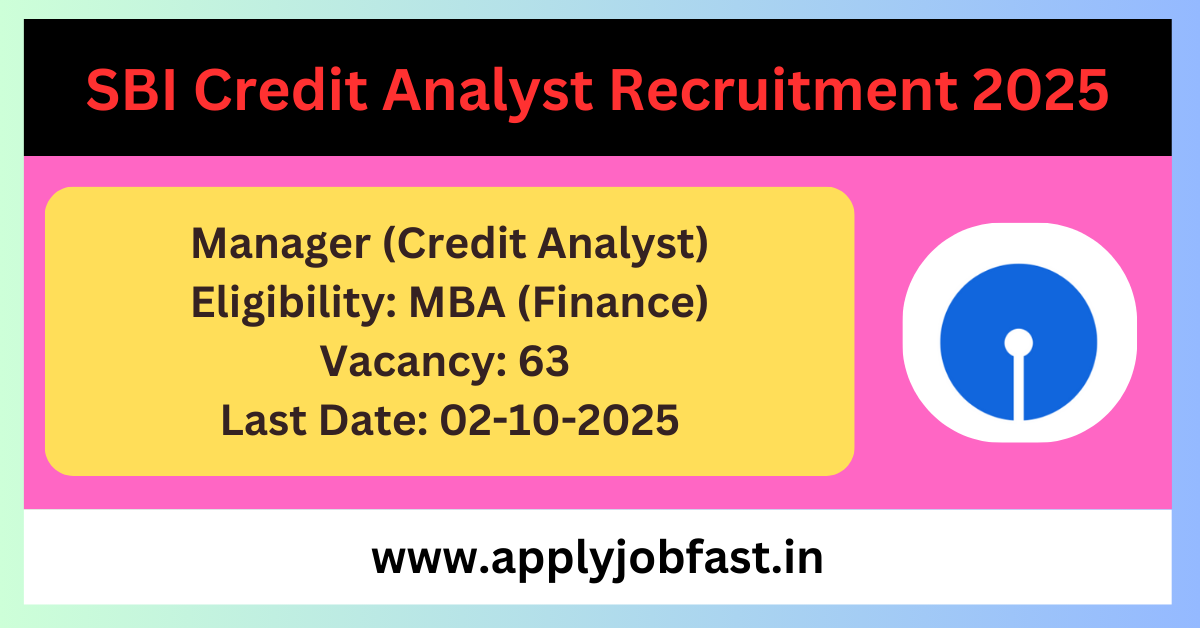 SBI Credit Analyst Recruitment 2025.