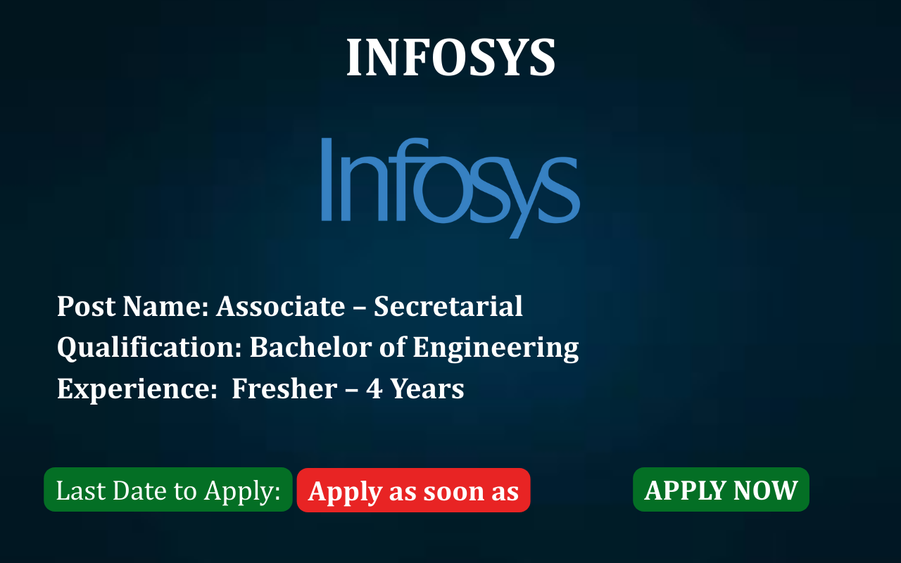 Infosys Associate Secretarial job post Infosys hiring Associate Secretarial ApplyJobFast Infosys careers Associate Secretarial Bangalore