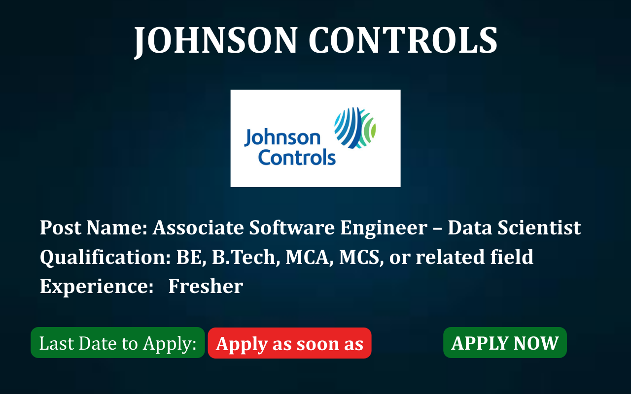 Johnson Controls Data Scientist job post Johnson Controls Data Scientist hiring Pune ApplyJobFast Johnson Controls Associate Software Engineer Data Scientist career
