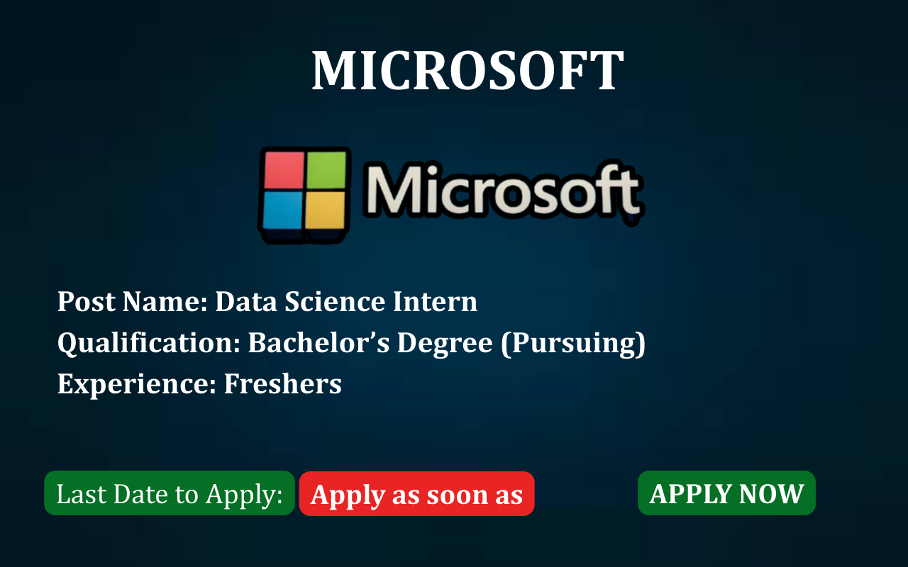 Microsoft Data Science Intern job post Microsoft hiring Data Science Intern ApplyJobFast Microsoft careers