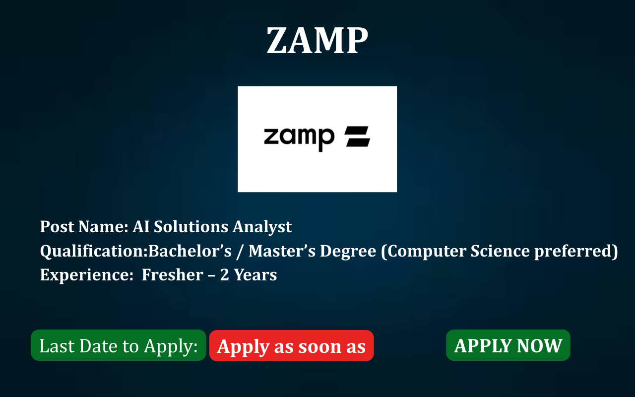 Zamp AI Solutions Analyst job post Zamp hiring AI Solutions Analyst ApplyJobFast Zamp careers