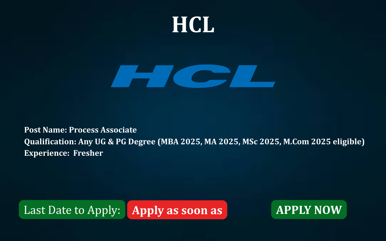 HCLTech Process Associate job post HCLTech hiring Process Associate role ApplyJobFast HCLTech careers