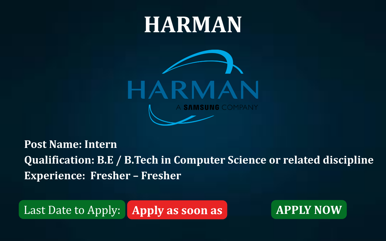 Harman Intern Hiring job post Harman hiring Intern role ApplyJobFast Harman careers