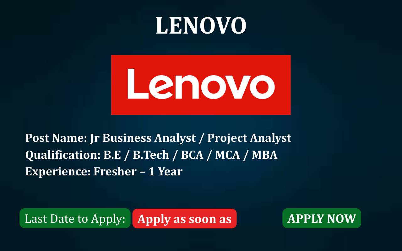 Lenovo Business Analyst Hiring job post Lenovo hiring Jr Business Analyst ApplyJobFast Lenovo careers