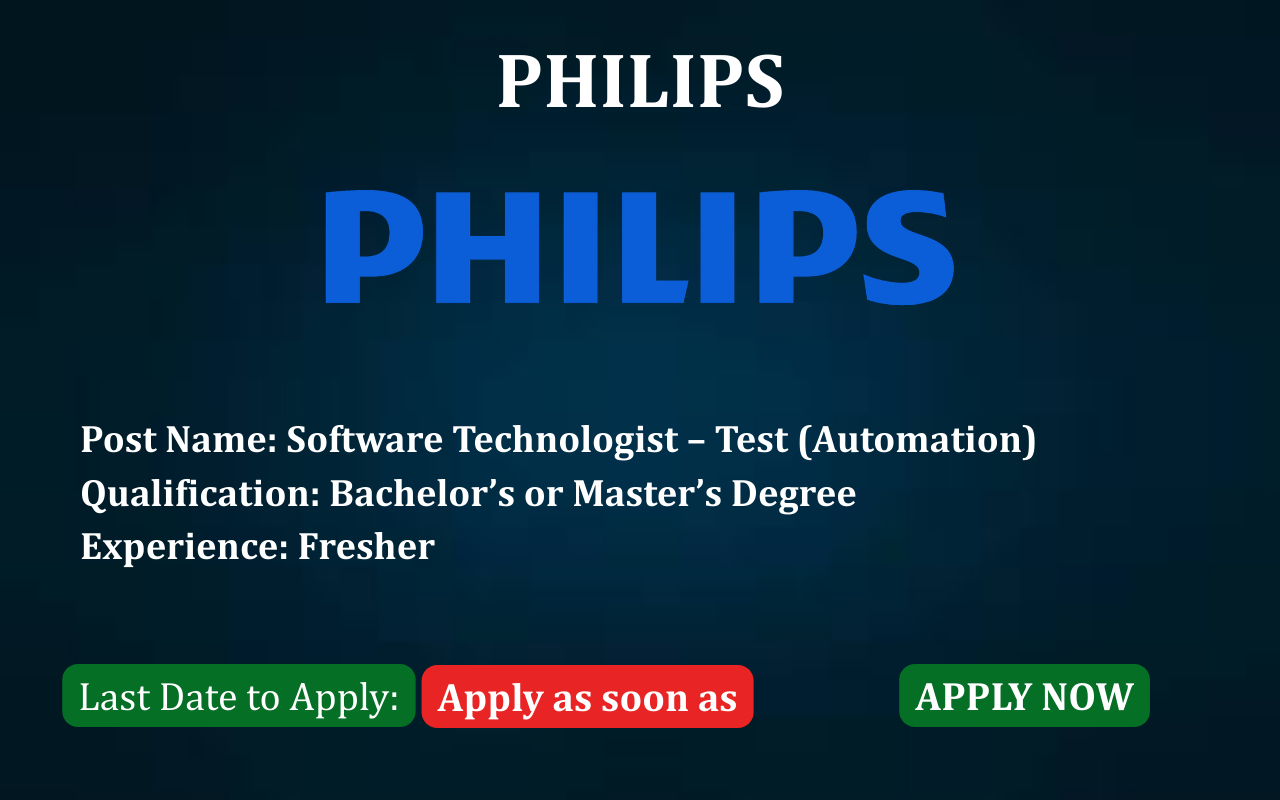 Philips Software Technologist Hiring job post Philips hiring automation testing role ApplyJobFast Philips careers
